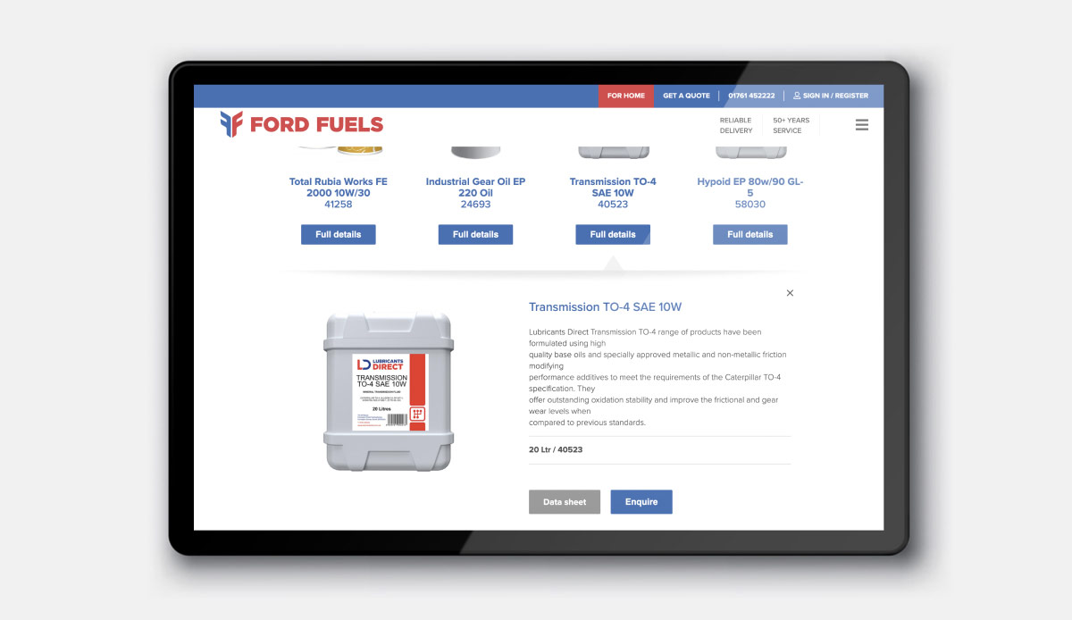ford fuels web design